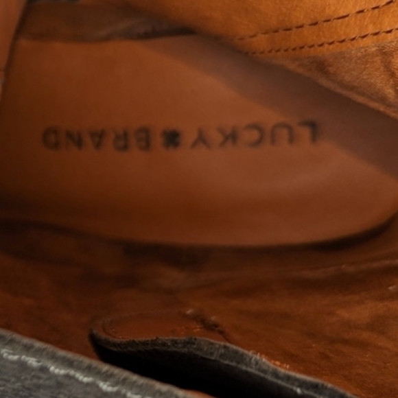 Lucky Brand Shoes Latonya Bootie Heeled Ankle Boots Nubuck Storm Black Size 6M - Picture 12 of 13